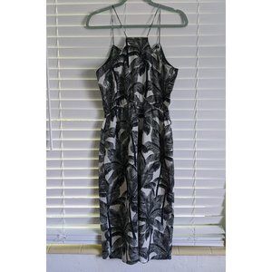 H&M Black & White Palm Print Dress with pockets